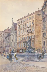 英語：Neue MarktとDonnerbrunnen Donner fountainn